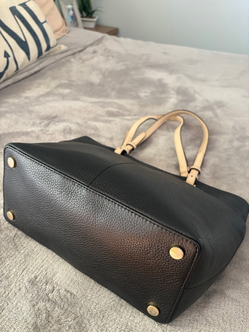 Michael Kors Bedford Medium Pebbled Leather Tote-Black Bag - Picture 6 of 15